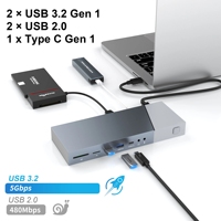Base de Conexión USB C 16 en 1 con Triple Pantalla, 3 HDMI 4K, 100W PD, Ethernet Gigabit, Lector de Tarjetas SD y TF para MacBook y Laptops Windows