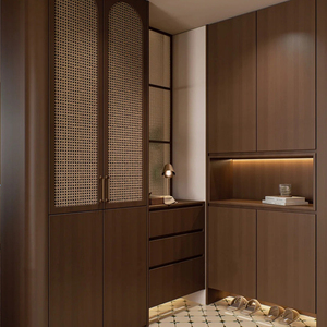 <span class=keywords><strong>Mueble</strong></span> Zapatero de Estilo Francés Tradicional Moderno para Sala de Estar, Almacenamiento Modular Personalizado para Toda la Casa con Puertas Tejidas de <span class=keywords><strong>Ratán</strong></span> Integradas - Product Image 1