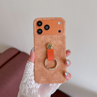 Étui de téléphone en cuir de luxe sans bordure avec anneau de transport pour iPhone 18 17 16 15 14 Plus 13 12 11, coque antichoc avec support