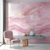 Papier peint rose et or Papier peint marbré en gros Décoration murale de salon