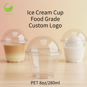 Coppette per Gelato in PET Biodegradabile da 280ml (8oz) con Coperchio, Certificato Vegano, Ecologico, per Caffè e Dessert - Product Image 1