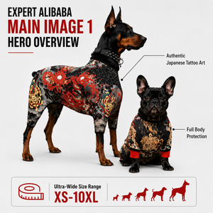 Costume da Cane con <span class=keywords><strong>Tatuaggio</strong></span> Giapponese Divertente, Vestito Intero per Animali Domestici, Elasticizzato a Quattro Zampe in Poliestere, Cosplay Personalizzabile XS-10XL - Product Image 1