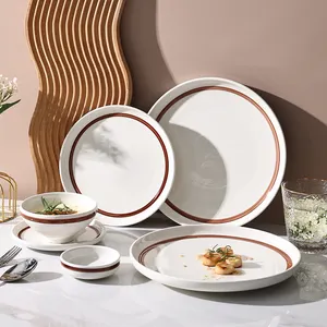 16pcs Dinner Set Restaurante Pratos e Pratos Porcelana Dinnerware Set Atacado Western Cerâmica para 6 Pessoas Cozinha CLASSIC