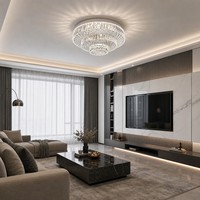 Plafonnier compact 260 mm, 3 températures de couleur (3000K, 4500K, 6000K), sans scintillement, économe en énergie, luminaire de plafond en cristal pour la maison