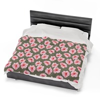 Selimut Beludru Bunga Hibiscus Hawaii, Selimut Bulu Minky Motif Bunga Lei Hawaii Tropis dengan Desain Kustom