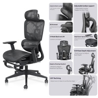 Chaise de bureau ergonomique moderne Yazhi en maille, avec repose-pieds pliable et extensible, appui-tête confortable, réglable en hauteur, pivotante et inclinable
