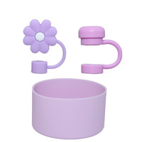 Pour Stanley Cup 10mm Silicone Fleur Paille Cache-Poussière Trois Pièces Ensemble Tête De Champignon Paille Chrysanthème Cap Accessoires