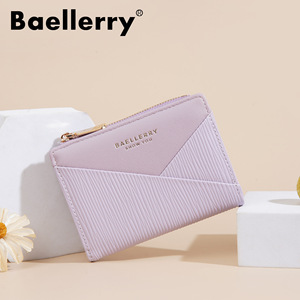 Billetera Rfid Cuero Mujer <span class=keywords><strong>Dama</strong></span> Baellerry Empalme personalizado Pu Cuero Monederos Para Mujer Monedero plegable con cremallera al por mayor - Product Image 3