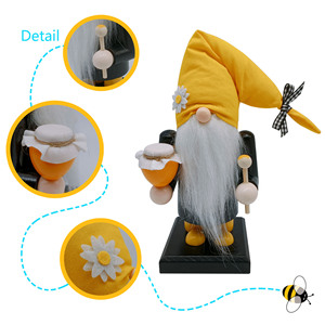 Forester mignon printemps abeille Gnome poupée à la main <span class=keywords><strong>tournesol</strong></span> sans visage Figurine gobelin jouet fête décoration abeille miel Tomte Gnome - Product Image 5