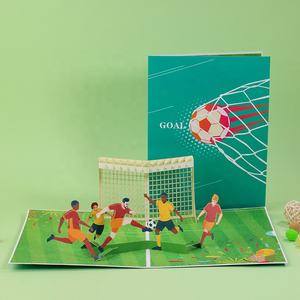 Vente en gros Papier Personnalisé Football Team 3D Pop Up Anniversaire Festiva Football Goal <span class=keywords><strong>Cadeau</strong></span> Cartes de Voeux Impression - Product Image 2