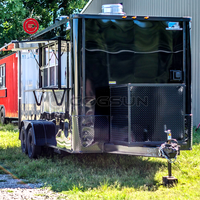 Food Truck Pizza Hot Dog BBQ pour les États-Unis 2025 Vente Chaude Nouveau Design Remorque de Restauration Noire Remorque Alimentaire
