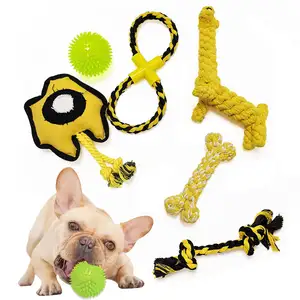 Hot Sale Pet Interactive Chew Training Toys Eco-friendly Cotton Six-piece Dog Chew Toy Set For Dogs Aggressive Chewers