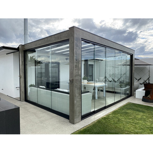Puerta Corredera de Vidrio Minimalista con Marco de Aluminio para Patio o <span class=keywords><strong>Terraza</strong></span>, con <span class=keywords><strong>Aislamiento</strong></span> Acústico y Vidrio Templado con Rotura de Puente Térmico - Product Image 1