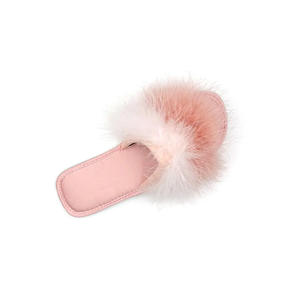 Tüy kadın düğün parti elbise terlik açık ayak moda kabarık bir kayış saten slaytlar gelin Sandal tüy terlik - Product Image 3