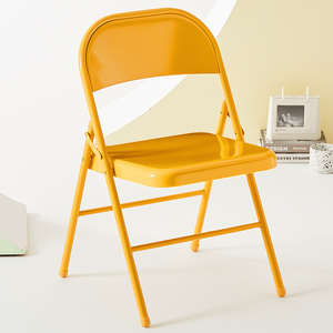 Venta caliente Silla plegable simple Silla de acero Silla de respaldo de estilo simple para comedor - Product Image 2