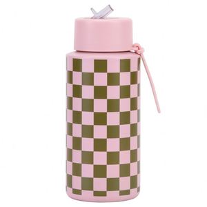 1000ML <b>Large</b> Capacity Checkerboard Design Insulated Stainless Steel Water Bottle with Suction Nozzle Copper Water Bottle - Product Image 2
