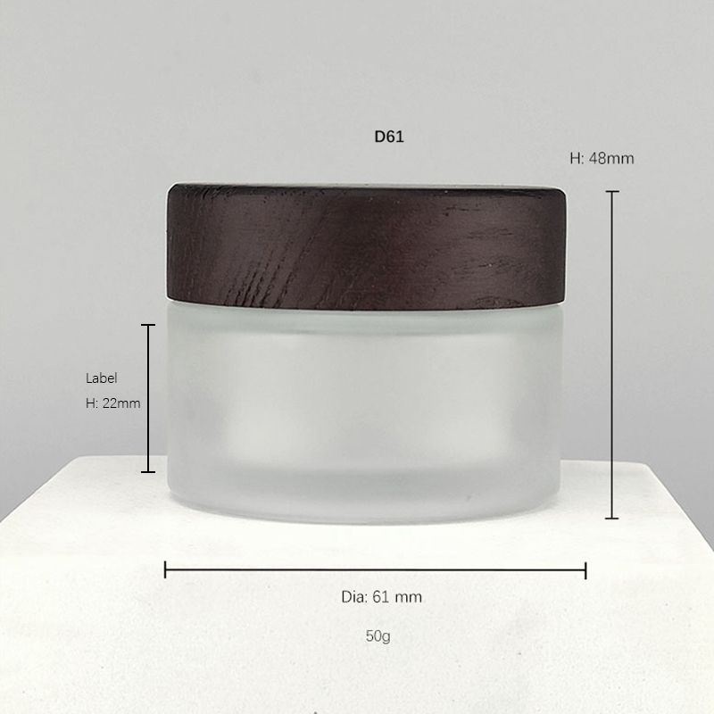 frosted glass jar with dark color lid