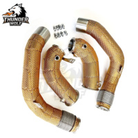 Tubo de Escape Directo SS304 de HT Performance Car Parts para BMW 2018-2023 F90 M5 S63 4.4T con Protector Térmico Dorado