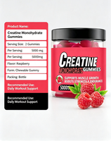 OEM 60 Gummies à la saveur framboise, créatine monohydrate, gummies pour le soin des muscles, soutien à la force, complément alimentaire