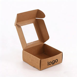 Boîte en papier kraft écologique personnalisée de qualité alimentaire avec fenêtre transparente, doublure en éponge et gaufrage <span class=keywords><strong>pour</strong></span> pizza, hamburger, sandwich - Product Image 5
