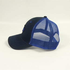 Mens קלאסי כהה וכחול רויאל רקמת Applique לוגו עם רשת נהג משאית כובע - Product Image 4