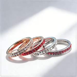 Bague d'éternité en acier inoxydable pour femme, avec cristaux CZ et zircon, empilable, pour mariage, vente en gros - Product Image 2