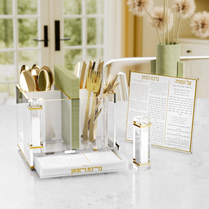 थोक गहना जूडाका व्यक्तिगत उपहार 2 नमक शेकर बेंचर कार्ड स्विवेल लुइट सिल्वरवेयर कैडडी ऐक्रेलिक कटलरी धारक - Product Image 6