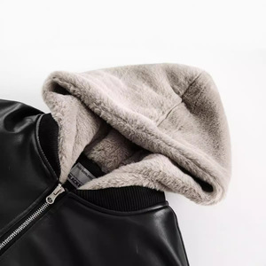 Veste à capuche zippée pour homme en coton 100% imprimé et brodé, surdimensionnée, lourde, streetwear, hiver - Product Image 5