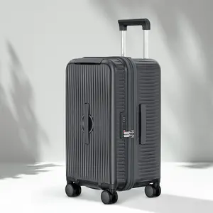 Новый дизайнерский ПК чемодан с замком Tsa 360 градусов Универсальные колесные дорожные сумки Алюминиевая тележка чемодан багаж