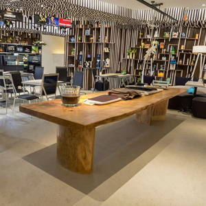 Escritorio de madera Original grande de estilo nórdico, taburetes de mesa de madera maciza de diseño moderno, otomanos para sala de estar o tienda de ropa - Product Image 5