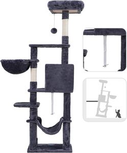 Wholesale Eco-Friendly Modern Luxurious Black Customized <b>Plush</b> Big Pet Condo Natural Sisal Wood Scratcher Furniture <b>Cat</b> Tree - Product Image 6
