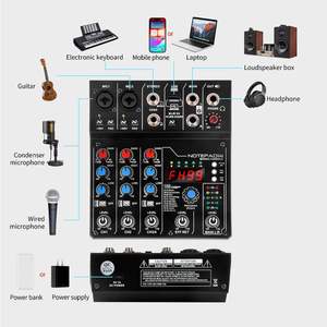 NGVM AD14 Professional 4-Channel <strong>Audio</strong> <strong>Mixer</strong> Digital USB/ 48V Phantom Power Stereo DJ Studio Streaming FX 100-bit - Product Image 3