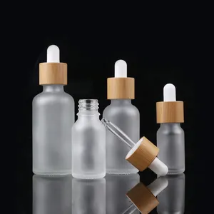 Frasco de embalagem de óleo essencial, garrafa de bambu feito em vidro fosco, 1oz/30ml