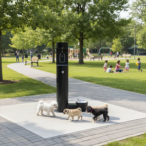 نافورة مياه شرب خارجية دافئة من الفولاذ المقاوم للصدأ، موزع مياه قائم على الأرض للمناطق العامة ونافورة شرب للكلاب - Product Image 5