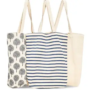Chiterion Reusable Natural Cotton Grocery Shopping Tote Bag Handbag Custom Printed Manufacturer For Women Girls Ladies