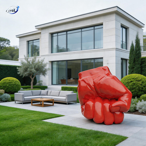 Fiberglass Red Fist Sculpture Life Size Custom Art Decor Hand-painted Durable Club Entrance - Product Image 5