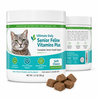Friandises à mâcher multivitaminées pour chats seniors avec probiotiques et taurine pour le bien-être immunitaire des chats âgés, saveur poulet, 90g