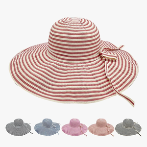 Nouveau chapeau de pêcheur à large bord pour femmes, pliable, anti-UV, rayé, pour l'été - Product Image 2