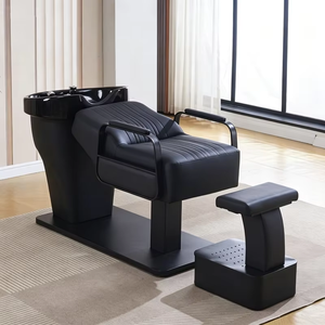 Lit de lavage de cheveux semi-inclinable haut de gamme équipé d'un lavabo en céramique, chaise de lavage de cheveux pour salons de coiffure et instituts de beauté - Product Image 3