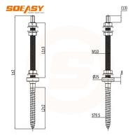 SOEASY - Boulon de fixation solaire en acier inoxydable 304 - Système de montage de panneaux photovoltaïques sur toiture