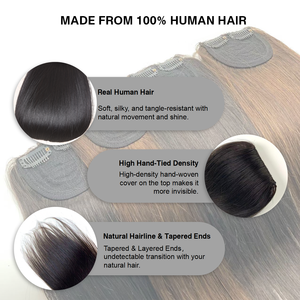 <span class=keywords><strong>One</strong></span>-<span class=keywords><strong>Piece</strong></span> Clip-in Real Natural Remy Human Hair Extensions Double Drawn Chinese Hair Top Volume Hair Patch avec Clips - Product Image 4