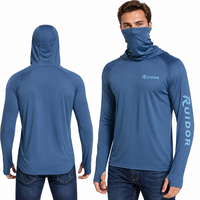 Haut de pêche à manches longues pour homme, anti-UV, léger, infroissable, en polyester, avec capuche et cache-visage ventilé