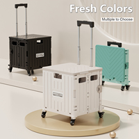Chariot pliant compact à double roulement pour service de restauration en cuisine, en plastique écologique, capacité 45/65L