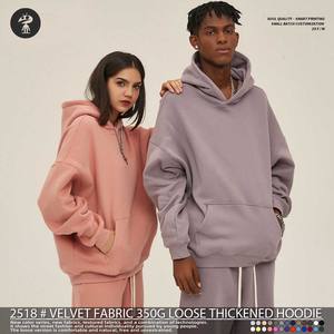 High Quality <b>Men's</b> Oversized Casual Tracksuits 350GSM Heavyweight Cotton Polyester Fleece Custom Logo Unisex <b>Hoodies</b> Sets - Product Image 4