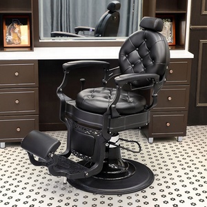 เก้าอี้ตัดผมไฮดรอลิก DM Luxury Retro Salon สำหรับร้านตัดผม ปรับเอนได้ หุ้มหนัง สำหรับช่างตัดผม - Product Image 1