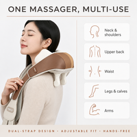 Ceinture de massage sans fil Shiatsu pour le cou, la taille et les épaules avec fonction chauffante et pétrissante, contrôle de la minuterie, rechargeable par USB