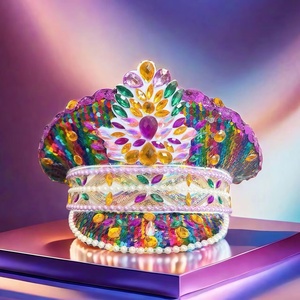 Chapeau de capitaine steampunk en strass à faible MOQ, chapeau de pirate avec logo personnalisé, idéal pour les salons d'automobiles anciennes et les soirées <span class=keywords><strong>rockabilly</strong></span> - Product Image 2