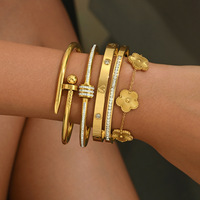Pulseras de Moda de Acero Inoxidable Chapadas en Oro de 18K al por Mayor, Brazaletes de Diseñador Famoso para Mujer, Última Colección