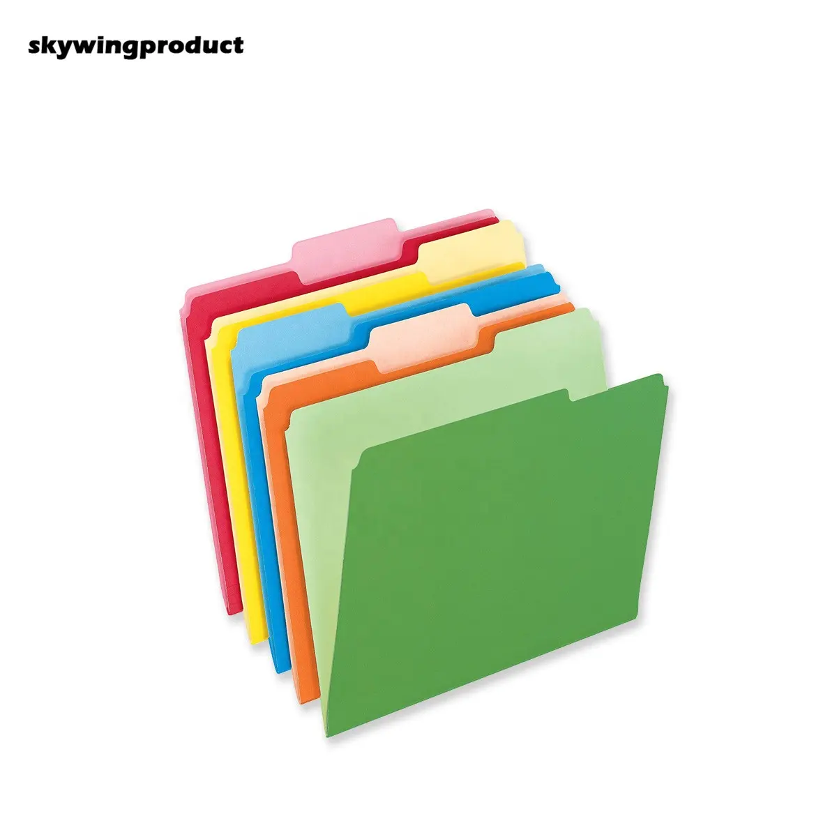 skywingproduct 12 per Pack Assorted Colors Reinforced assorted position 1/3-Cut 2-ply tab Tab Letter Size Paper File Folder