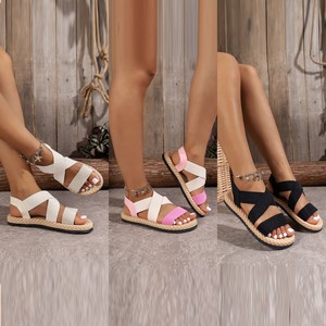 Sandalias Planas de Moda Coreana para Mujer, con Punta Abierta y Tiras Cruzadas, Cómodas y Acolchadas, Estilo Romano, Calzado Casual para Dama - Product Image 3